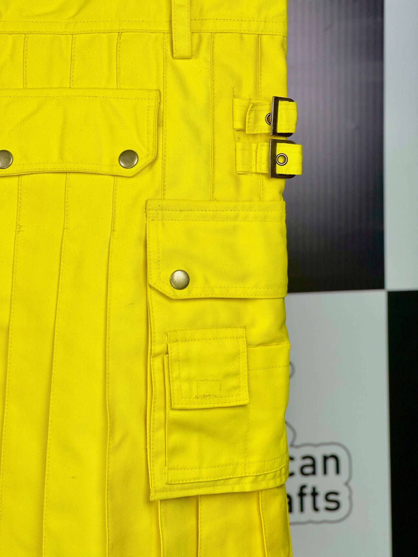 Men's Bright Yellow Utility Kilt with Cargo Pockets | Modern Scottish Kilt for Festivals & Events