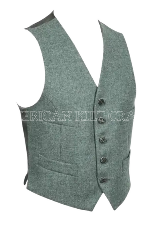 Lovat Green Crail Five Button Vest -Crafted with Celtic Pride