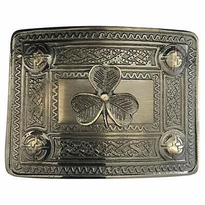 Scottish Kilt Belt Buckle with Intricate Celtic Knotwork and Antique Finish