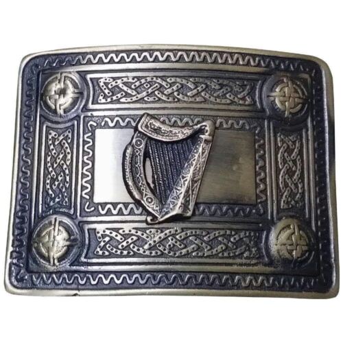 Scottish Heritage Kilt Belt Buckle with Bold Celtic Knot Patterns and Matte Finish