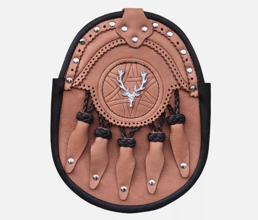 Handmade Leather Sporran – Stag Antler Design Traditional Kilt Pouch