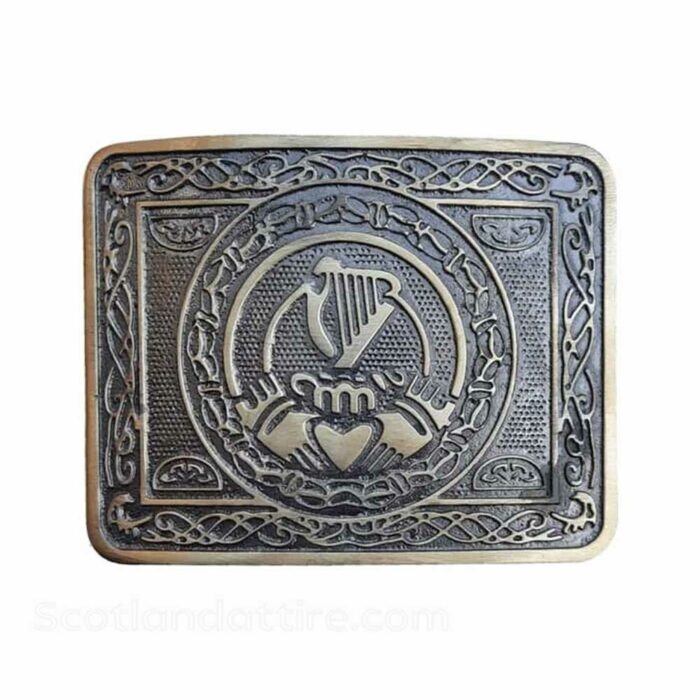 Premium Quality Harp Claddagh Antique Kilt Belt Buckle - A Touch of Scottish Elegance