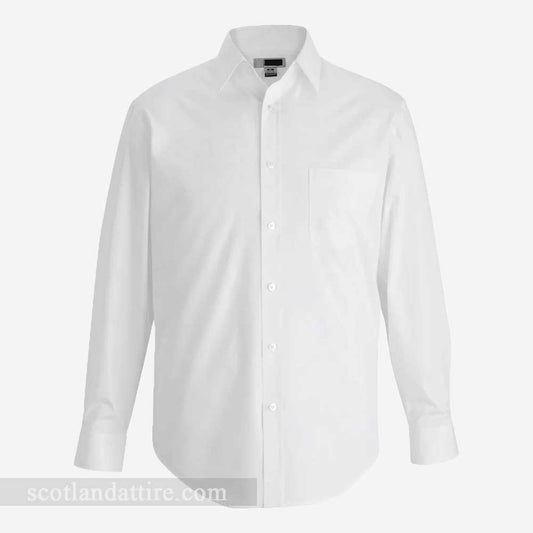 Premium Quality Scottish White Dress Shirt - Traditional Shirt for Kilt and Formal Wear