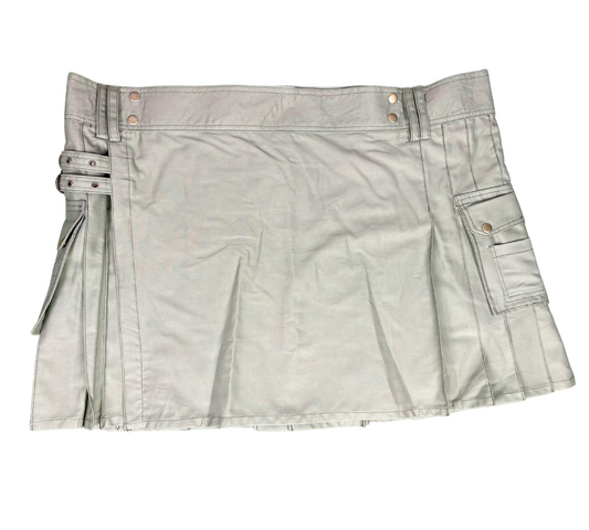 Men's Modern Khaki Cargo Kilt | Utility Kilt with Pockets & Buckle Straps