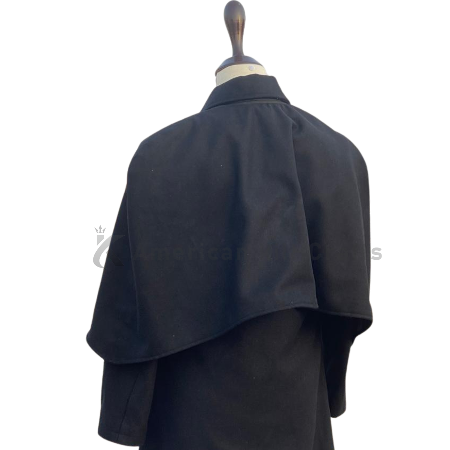 Men’s Black Wool Inverness Cape Coat – Victorian Sherlock Holmes Cloak | Long Victorian Christmas Coat