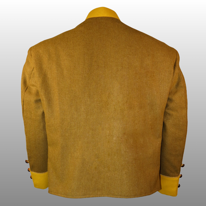 Confederate Officer Shell Jacket - Civil War Khaki Wool Gold Trim Reenactment Uniform