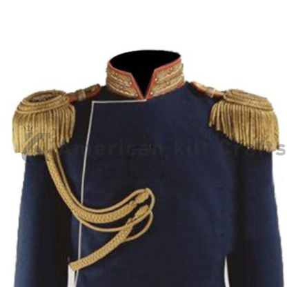 Close-up of gold embroidered detailing on 1896-inspired navy military ceremonial coat