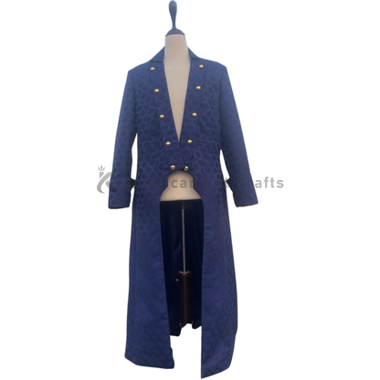 Men’s Steampunk Navy Trench Coat | Victorian Gothic Tailcoat Jacket | Vintage Military Frock Coat Costume | Retro Cosplay & Theater Uniform