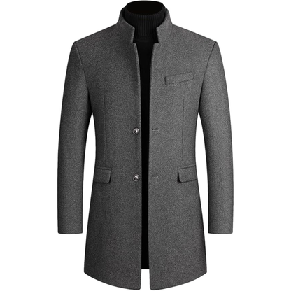 Men’s Single Breasted Trench Coat Button Down Overcoat-Warm Dress Pea Coats