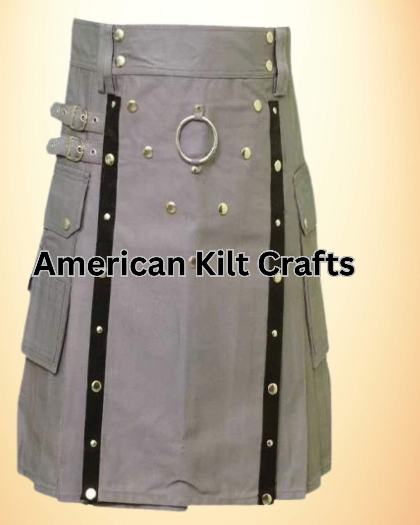 Gothic Grey Belted Utility Kilt made of Cotton