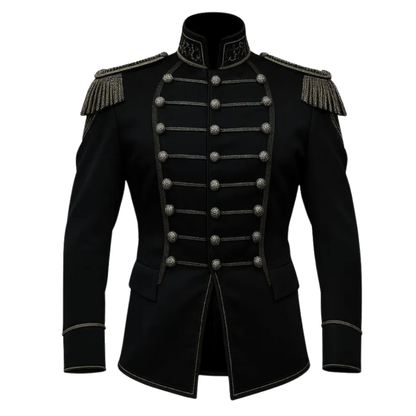 Men’s Marching Uniform Coat| Black Military Band Jacket |Hussar Style Parade-Jacket