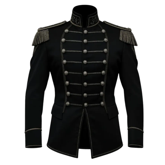 Men’s Marching Uniform Coat| Black Military Band Jacket |Hussar Style Parade-Jacket