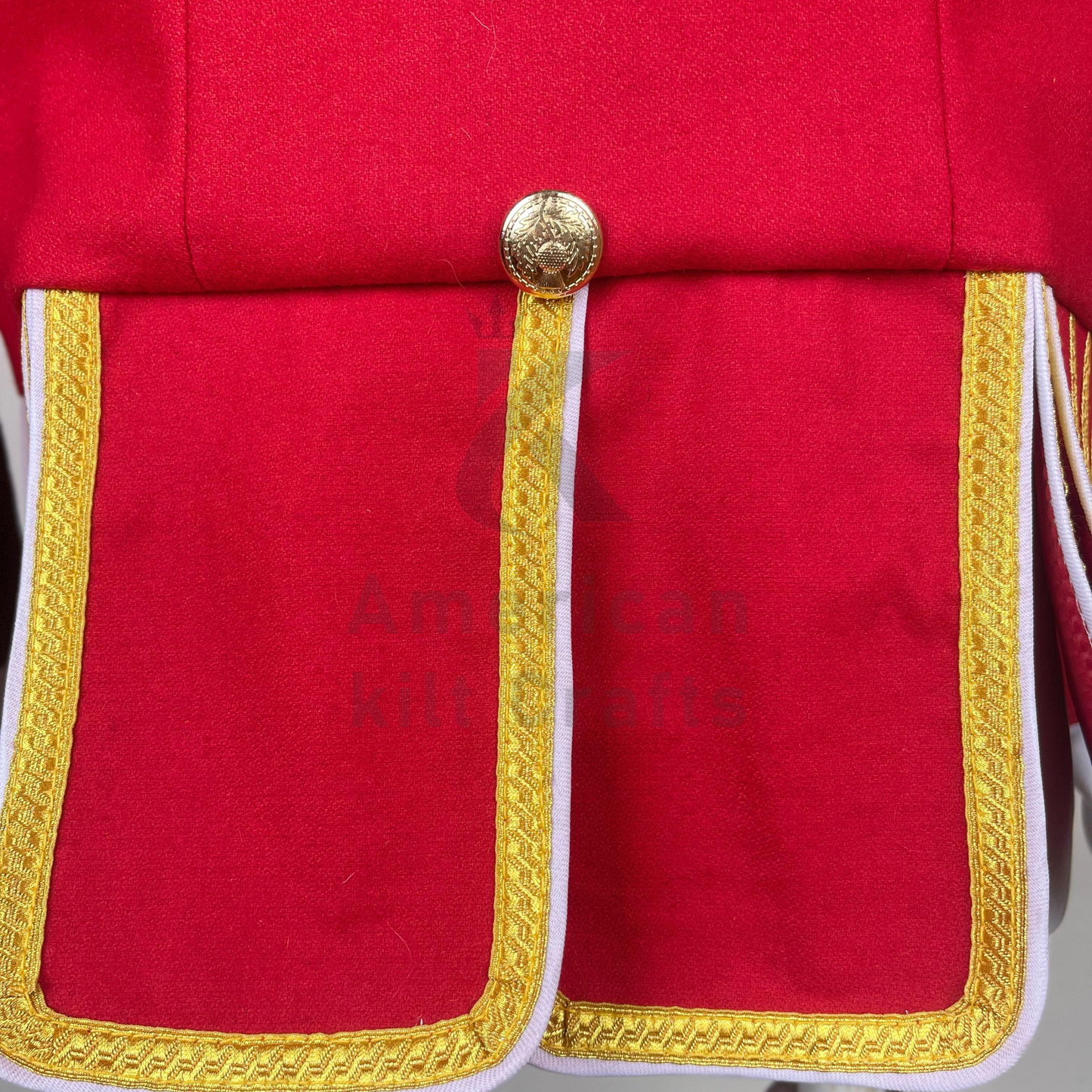 Scottish Red Military Doublet Jacket | Piper & Drummer Parade Kilt Jacket | Bagpiper Marching Band Tunic for Men