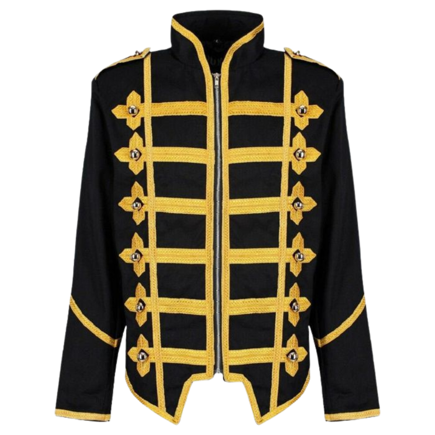 Men’s Black Gold Marching Jacket|Black Parade Military Jacket | Steampunk Punk MCR Drummer Coat |