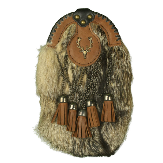 Premium Real Fur Scottish Sporran with Leather Tassels – Highland Dress Kilt Accessory