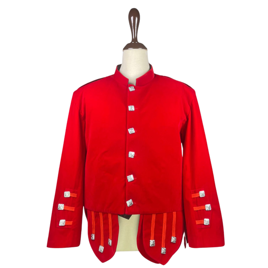 Men’s Red Velvet Military Doublet Jacket – Scottish Highland Band Uniform Coat