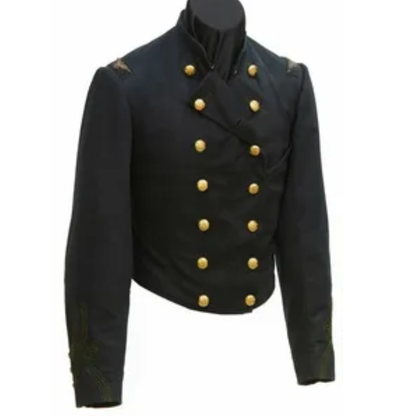 Men's Civil War Era Naval Officer Double-Breasted Wool Shell Jacket