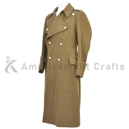 Men's British Military Heavy Wool Greatcoat - 1951 Double-Breasted Winter Coat