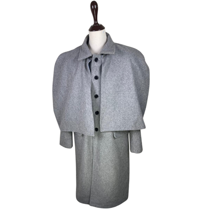 Men’s Grey Wool Inverness Cape Greatcoat | Victorian Sherlock Style Long Wool Coat