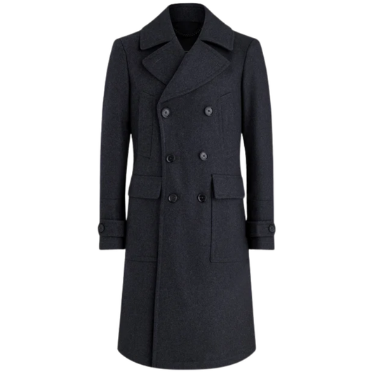 Men's Milford Military Overcoat - Modern Double-Breasted Winter Trench