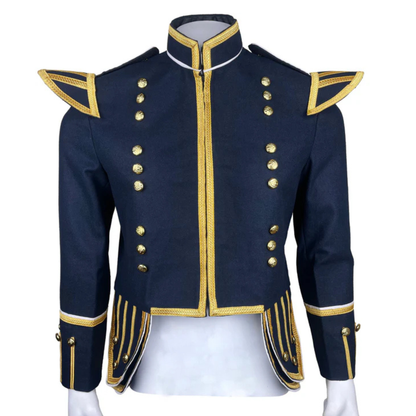 New Scottish Military Piper Drummer Doublet Highland Jacket Black Doublet Tunic Jacket - Drumming Dynasty