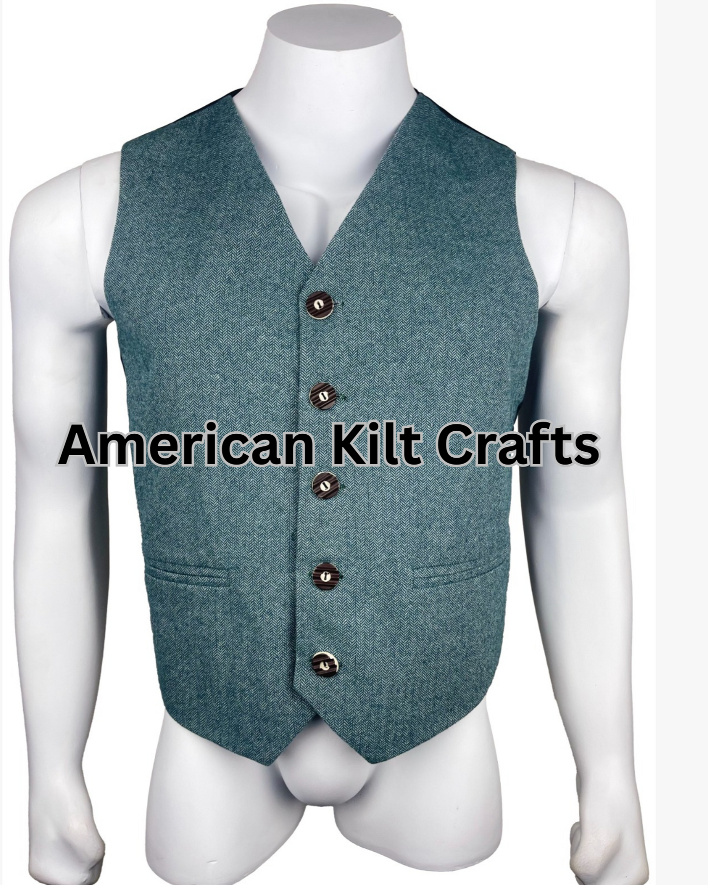 Traditional Light blue Kilt Blazer Wool Vest for Men