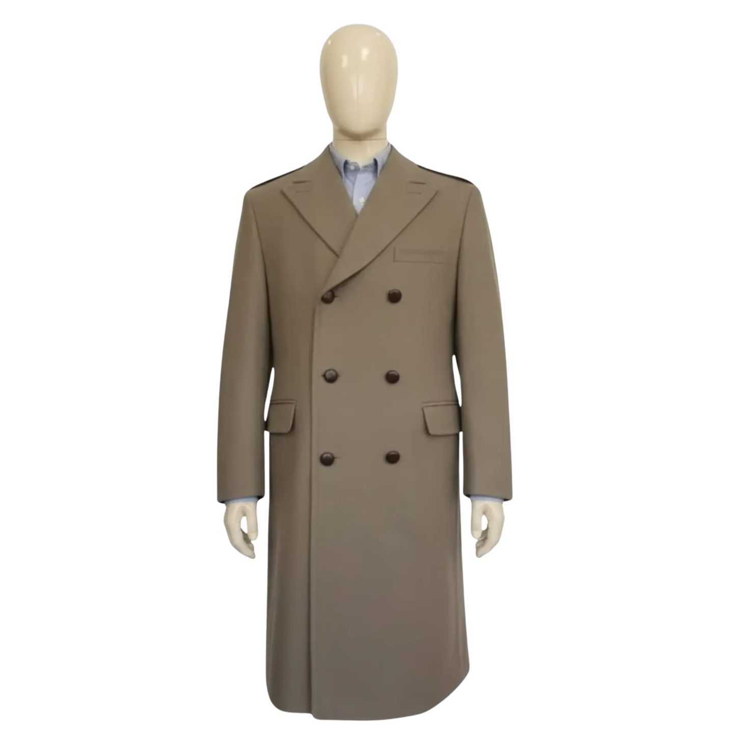 Men’s British Warm Overcoat – Heavy Wool Military Greatcoat in Officer Pink Taupe