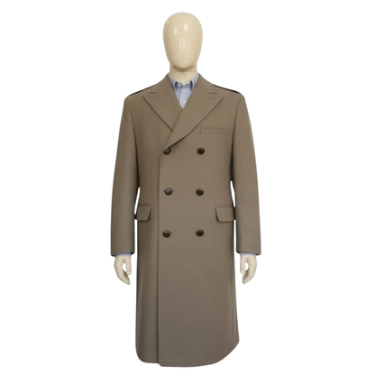 Men’s British Warm Overcoat – Heavy Wool Military Greatcoat in Officer Pink Taupe