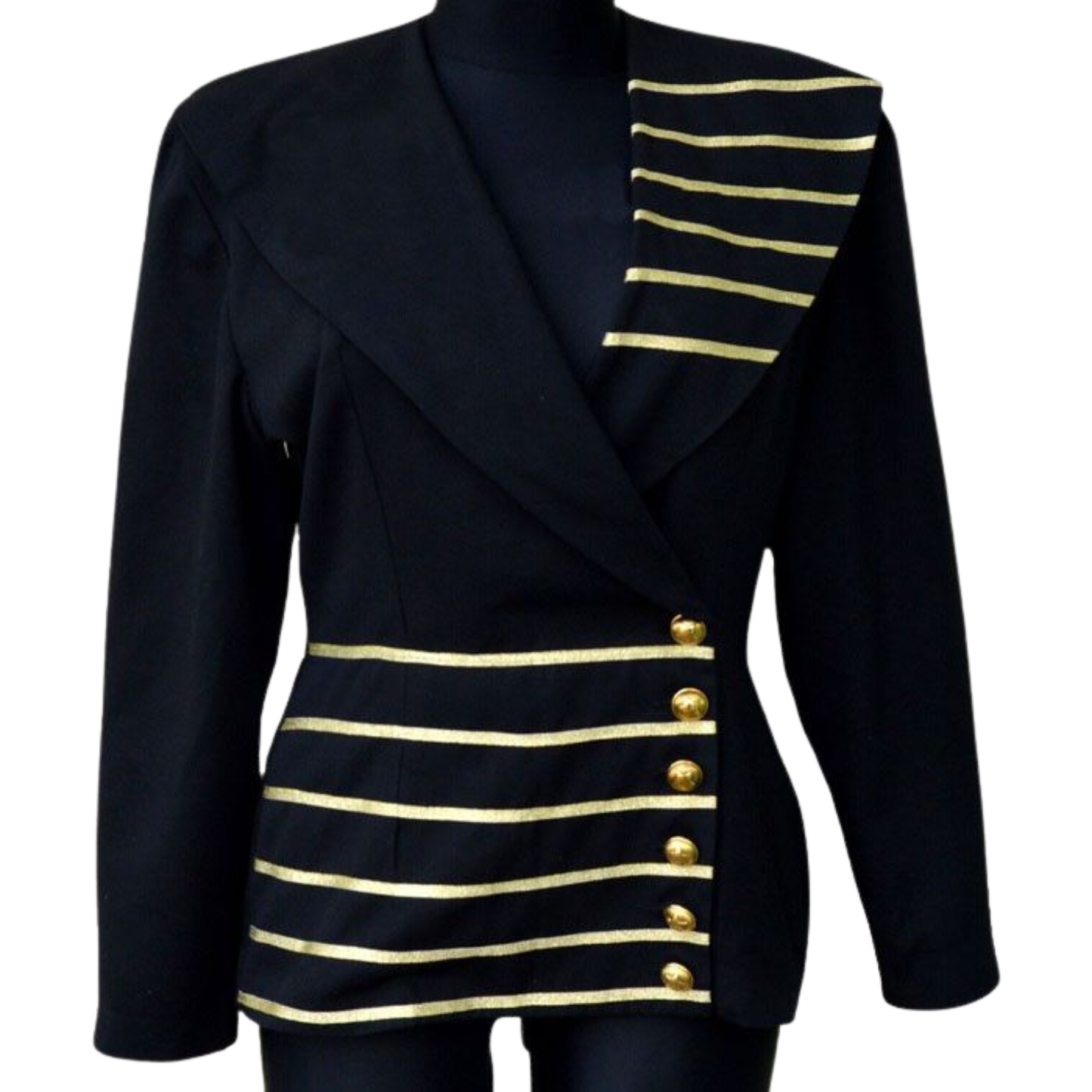 Women’s Military Steampunk Blazer Jacket with Gold Trim-Military chic jacket