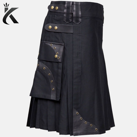 Custom Handmade Box Pleated Hybrid Cargo Kilt