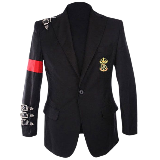 Men's Michael Jackson Informal Bad Buckle Blazer| Black Costume Jacket-Cosplay blazer
