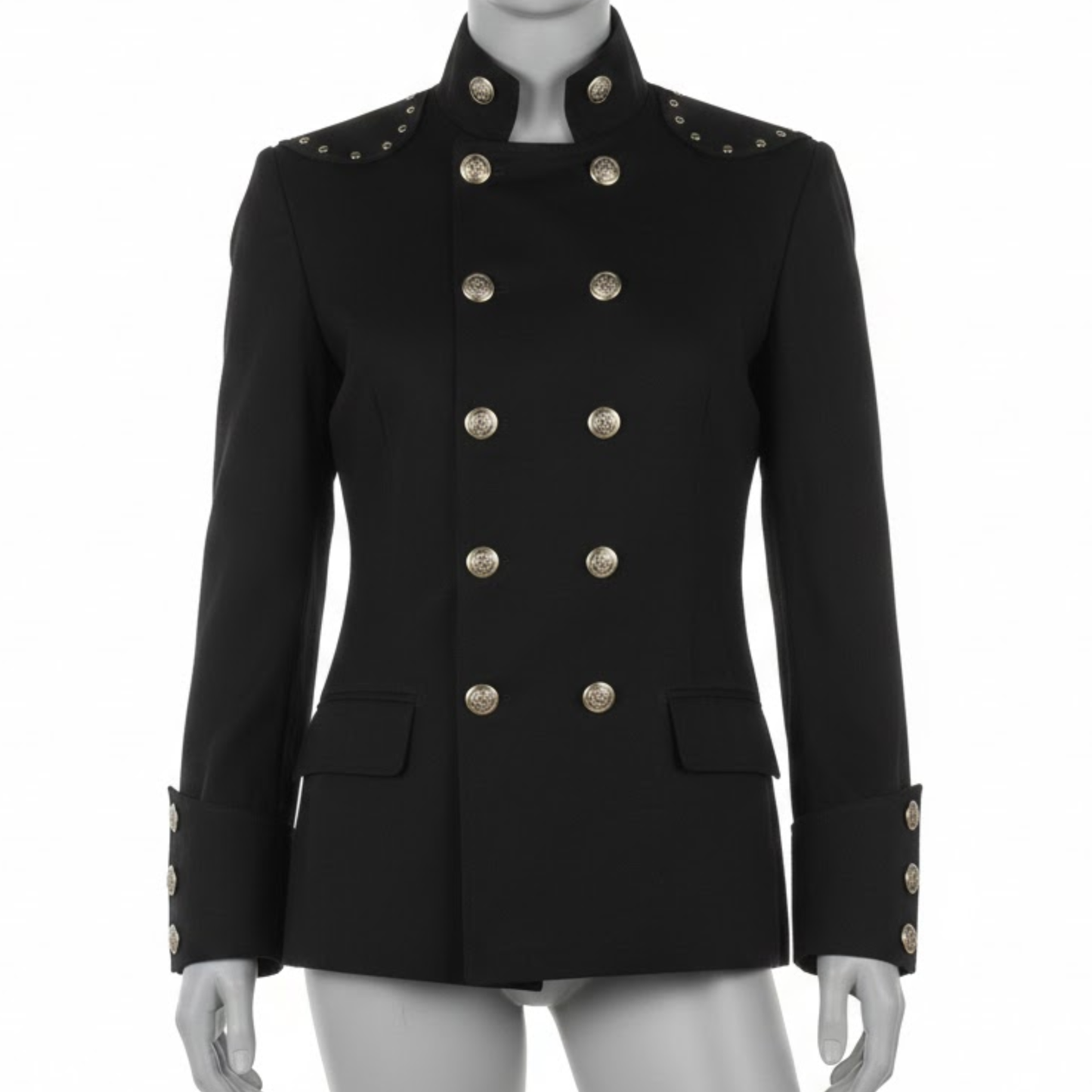 Men’s Gothic Black Military Jacket-historical military coat