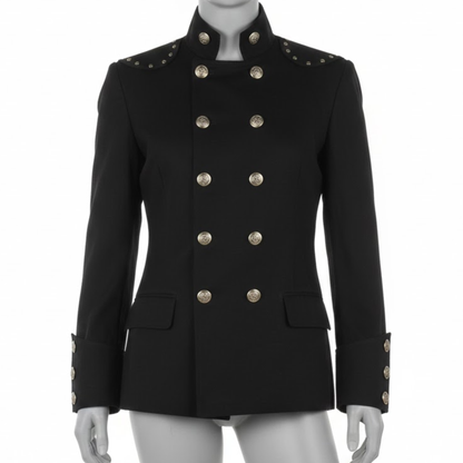 Men’s Gothic Black Military Jacket-historical military coat