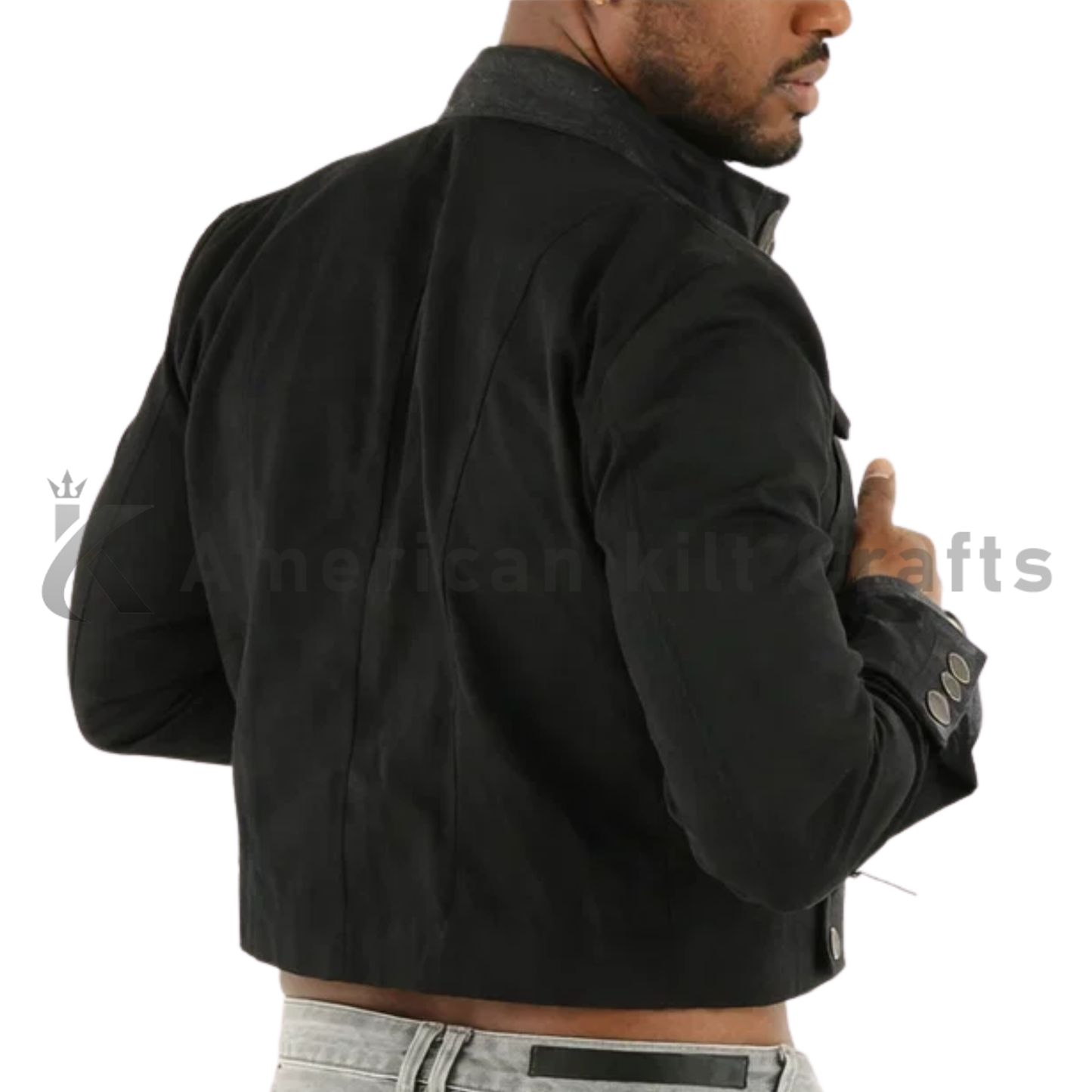 Men's Handmade Steampunk Jacket - Cropped Cotton Military Officer Top