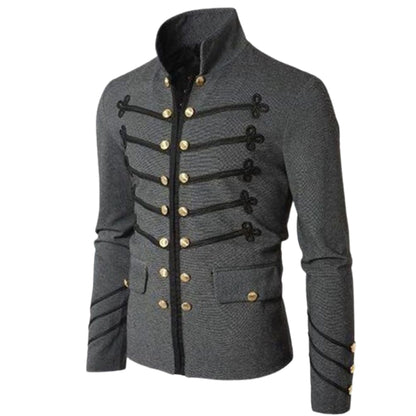 Men's Grey Hussar Military Jacket  – Gold Button Parade Uniform |Cosplay jacket
