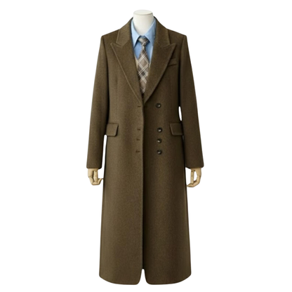 Women's Wool Longline Trench Coat Brown – Unisex Winter Wool Coat
