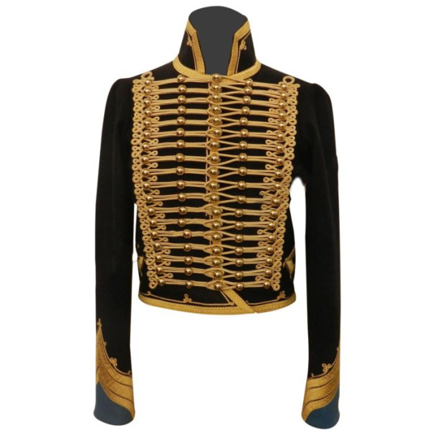Men's Black Camp Hussar Jacket with Gold Hanging Braids|Military Style Camp Jacket Hussar Dolman