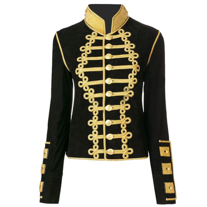 Men's Black Wool and Gold Braid Military Jacket | Victorian Parade Jacket