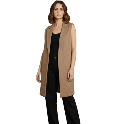 Fleece Open Vest Coat for Women – Sleeveless Longline Fleece Vest with Pockets