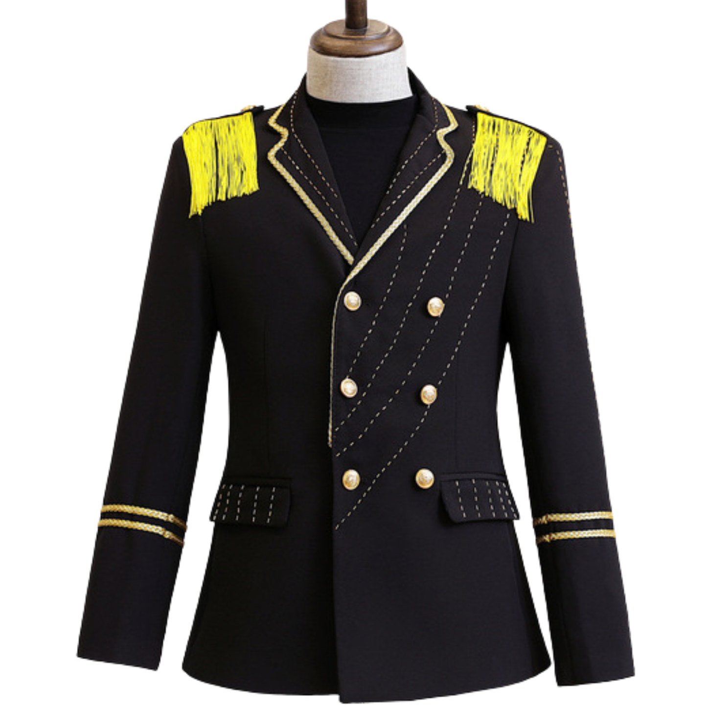 Men's Black Military Officer Jacket  | Gothic Steampunk Stage Performance Suit