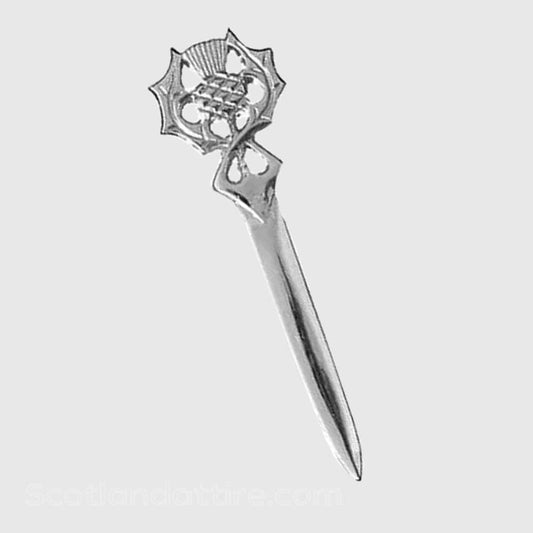 Premium Scottish Thistle Chrome Kilt Pin - High-Quality Scottish Heritage Accessory