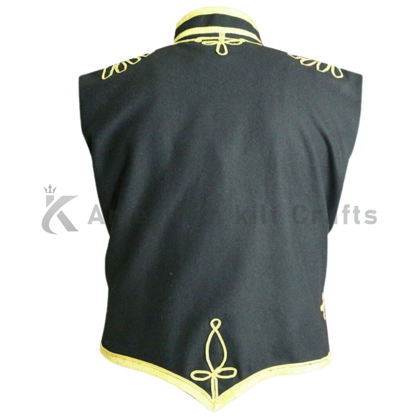 Men's Adam Ant Military Waistcoat Jacket | Black Hussar Style Vest with Gold Embroidery