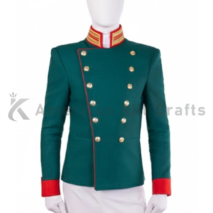 Men's Imperial Russian Guard Officer Tunic | Dark Emerald Military Costume