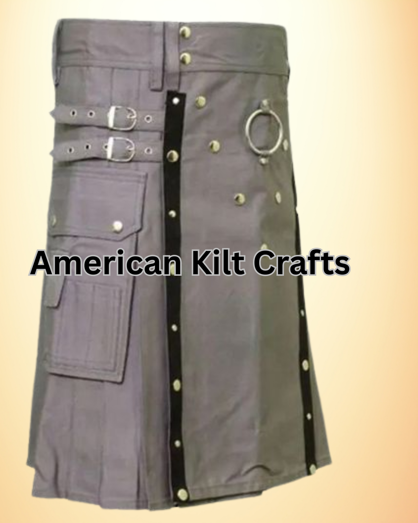 Gothic Grey Belted Utility Kilt made of Cotton