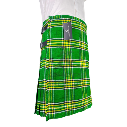 Irish National Tartan Kilt | Traditional Green Scottish Highland Kilt for Men | Celtic & Irish Heritage Kilt with Pleats