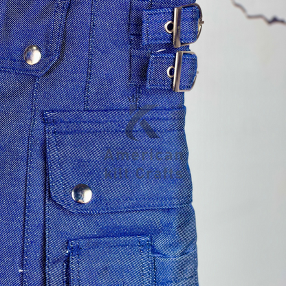 Men’s Blue Denim Utility Kilt – Modern Casual Jean Kilt with Side Pockets – Stylish Denim Workwear Kilt for Men