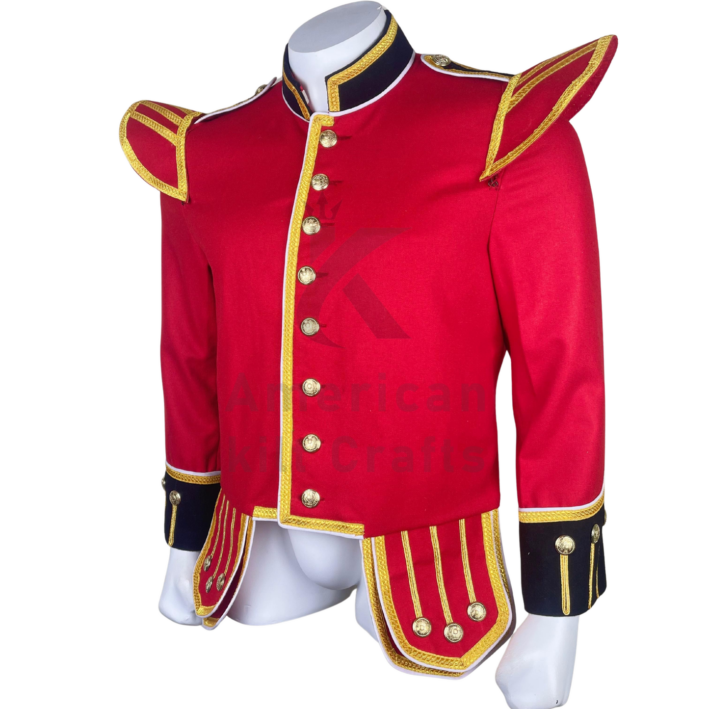 Scottish Red Military Doublet Jacket | Piper & Drummer Parade Kilt Jacket | Bagpiper Marching Band Tunic for Men