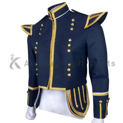 New Scottish Military Piper Drummer Doublet Highland Jacket Black Doublet Tunic Jacket - Drumming Dynasty