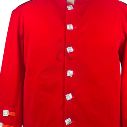 Men’s Red Velvet Military Doublet Jacket – Scottish Highland Band Uniform Coat