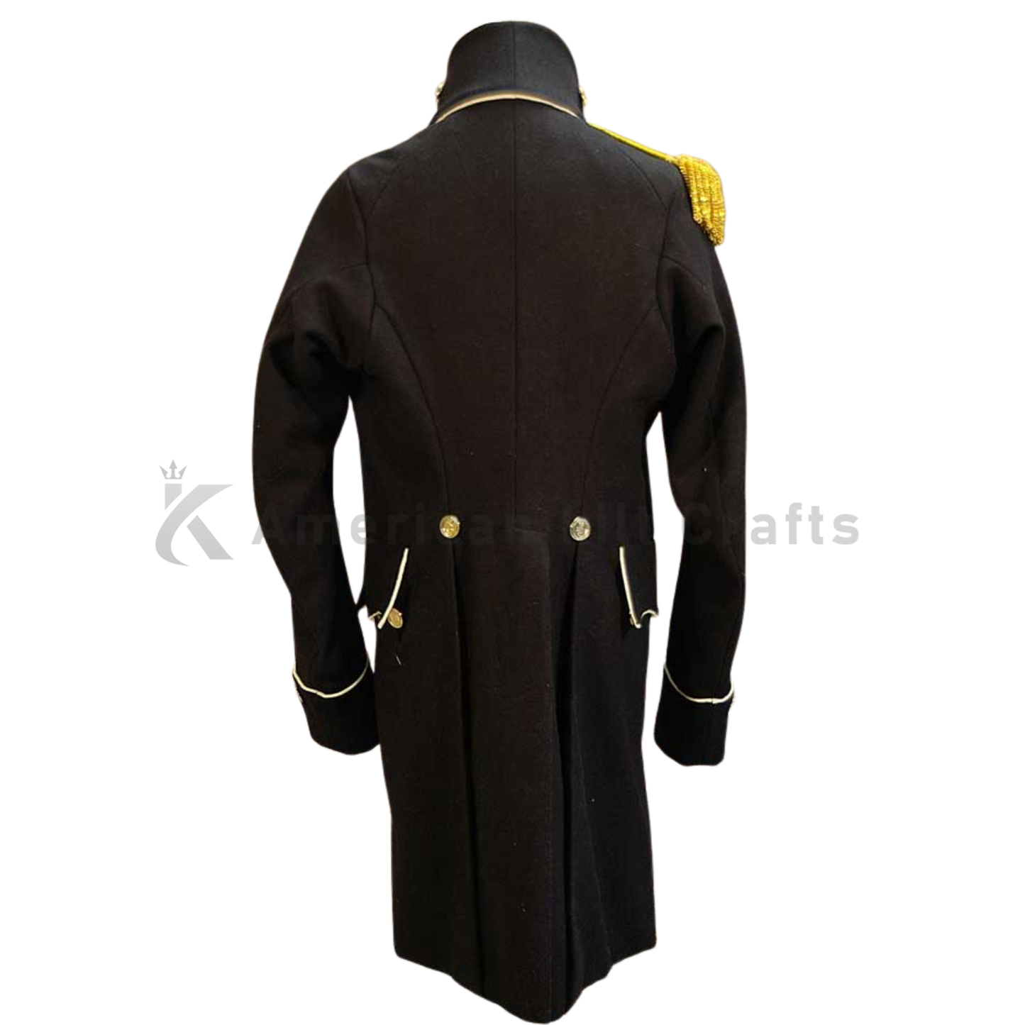 Men’s British Regency Junior Captain’s Tailcoat| Black wool Napoleonic Uniform Jacket